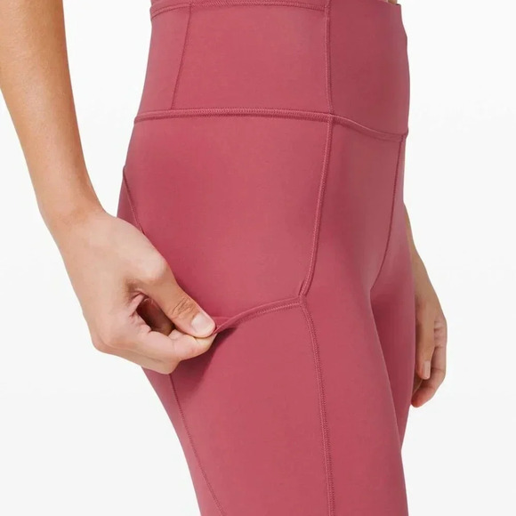 Lululemon Fast and Free Crop II 19" *Non-Reflective Cool Cherry Tint | 4 - Picture 9 of 10